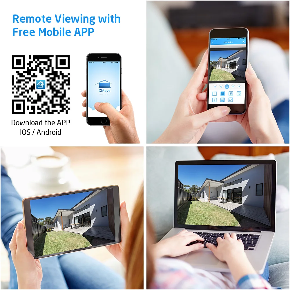 H.VIEW 8CH 1080P Video Surveillance Kit Camera Video Surveillance Outdoor CCTV Camera Security System Kit CCTV System for Home