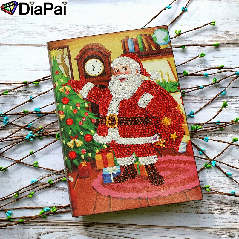 

DiaPai A5 Notebooks 5D DIY Diamond Painting Special Shape Diary Book Diamond Embroidery "Santa Claus" Rhinestones Decor Gift