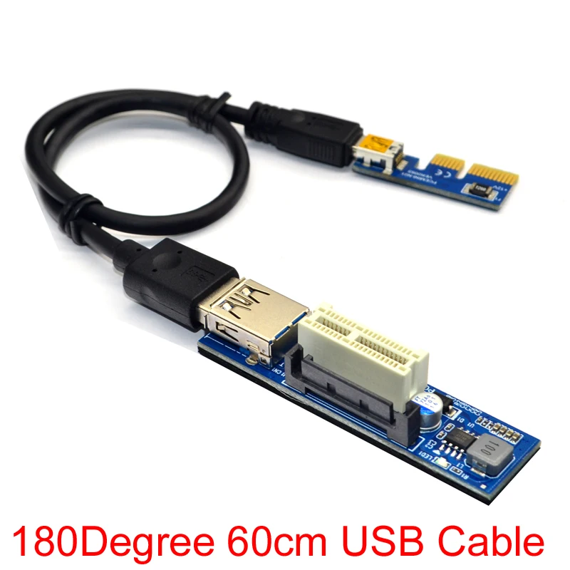 Зеленый PCI-E X1 удлинитель PCI Express USB 3,0 адаптер Raiser PCIE 1X Riser Card USB 3,0 PCI-E SATA PCI E Riser PCI Express X1 в X1 слот - Цвет: Зеленый
