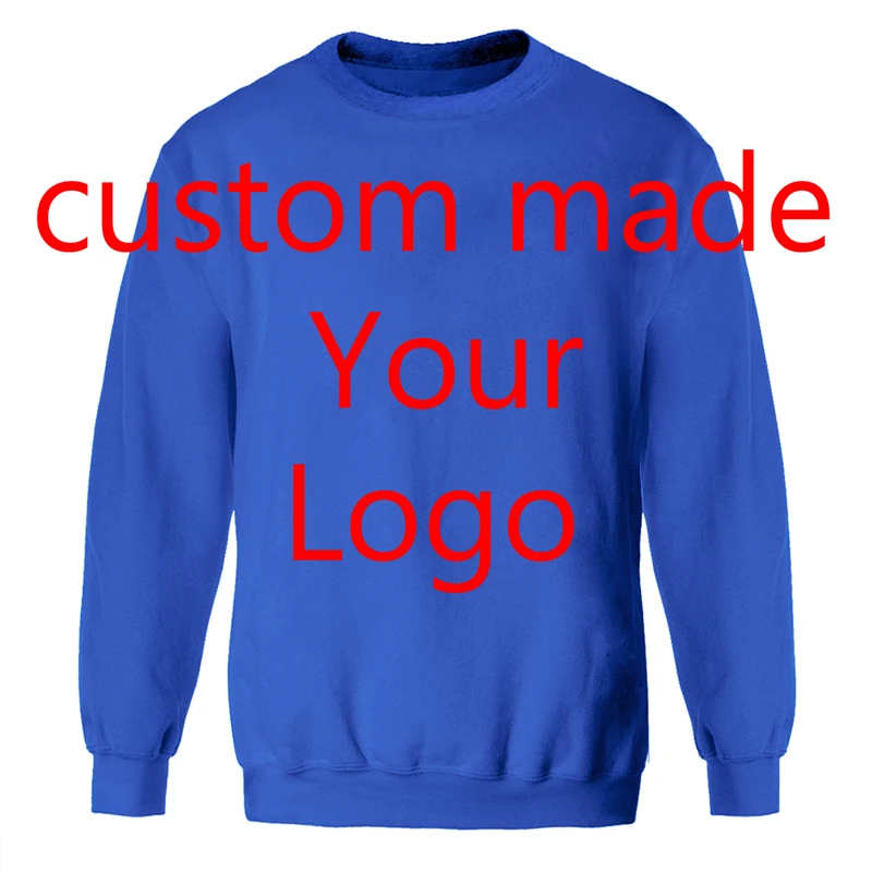 На заказ настроить ваш логотип Толстовка Толстовки Crewneck Спортивная уличная Мужская - Цвет: blue
