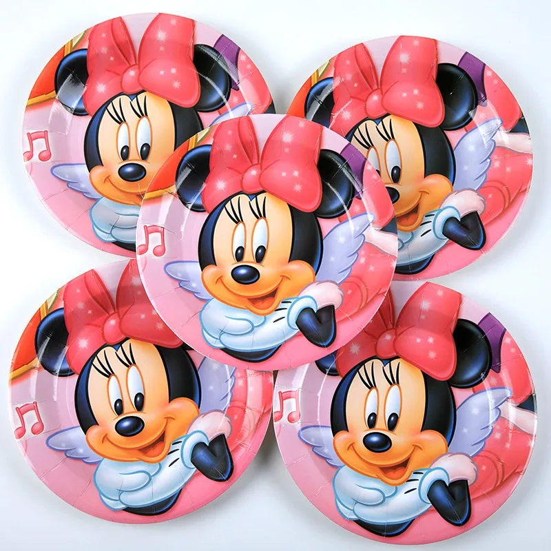 7inch plate 6pcs Минни Маус тематическая вечеринка на день рождения украшения Дети одноразовые посуда для душа ребенка Девочка День рождения принадлежности - Цвет: 7inch plate 6pcs