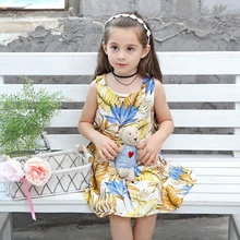 Детское платье для девочек; платье принцессы без рукавов; хлопковая детская одежда; подростковая одежда; летние хлопковые праздничные Детские платья для девочек