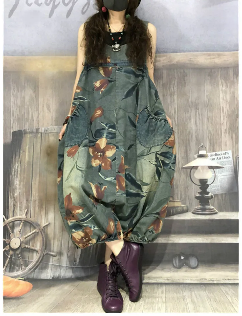 Max LuLu 2020 Fashion Autumn Korean Style Ladies Ripped Jeans Oversized Printed Overalls Womens Loose Casual Floral Cross Pants