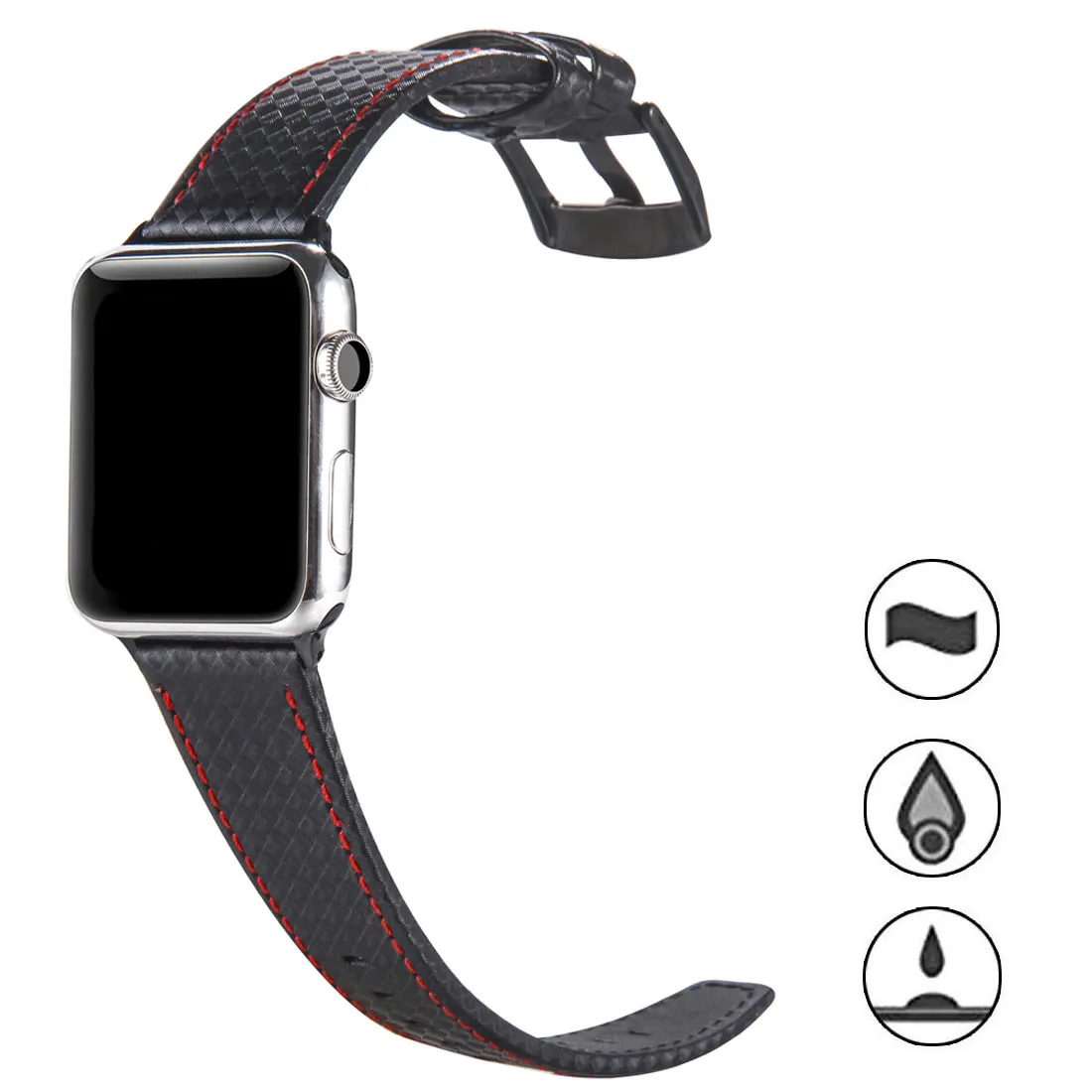 Кожа из углеродного волокна ремешок для Apple Iwatch 1/2/3/4/5 Для женщин Для мужчин воловьей кожи ремешок для часов ремень старинный браслет с пряжкой