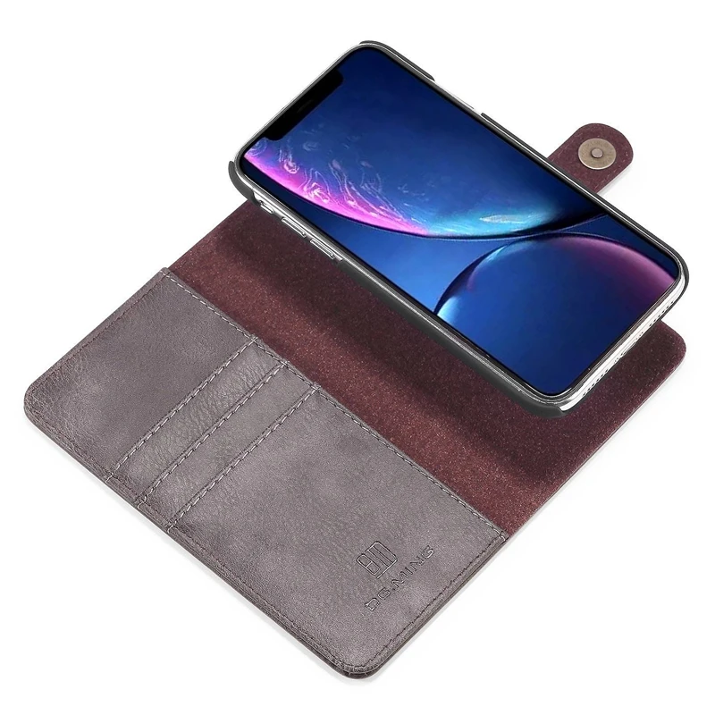 Для IPhone задняя крышка PU кошелек кожаный чехол Слот для кредитных карт Coque держатель-серый
