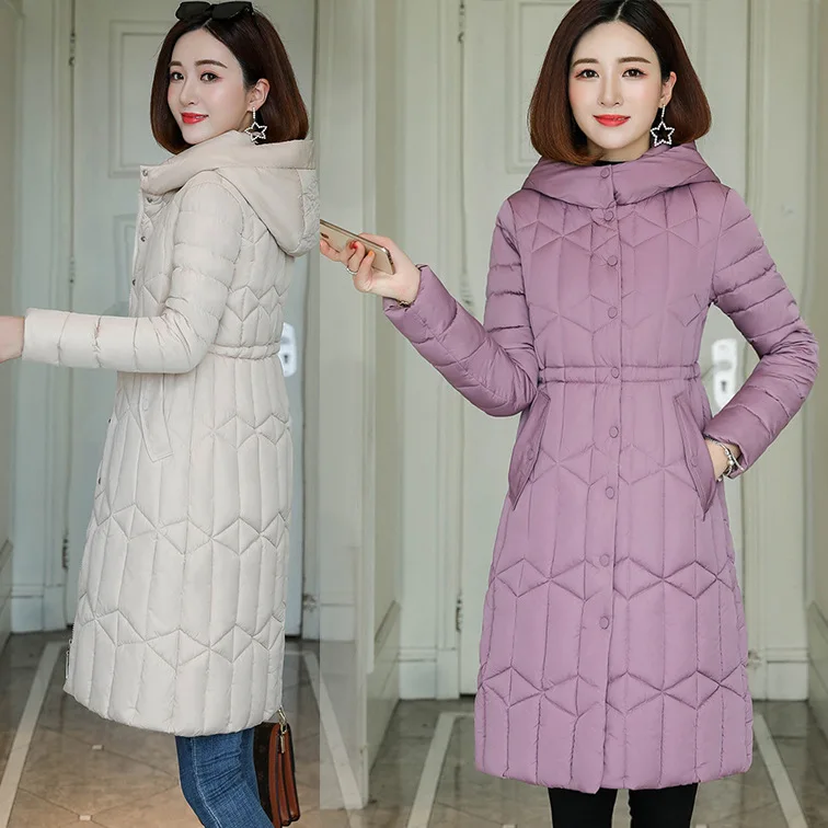 

2019 Winter New Style Women Coat Mid-length Slimming Hooded Cotton-padded Jacket down Cotton Coat Middle-aged Mom Fashion