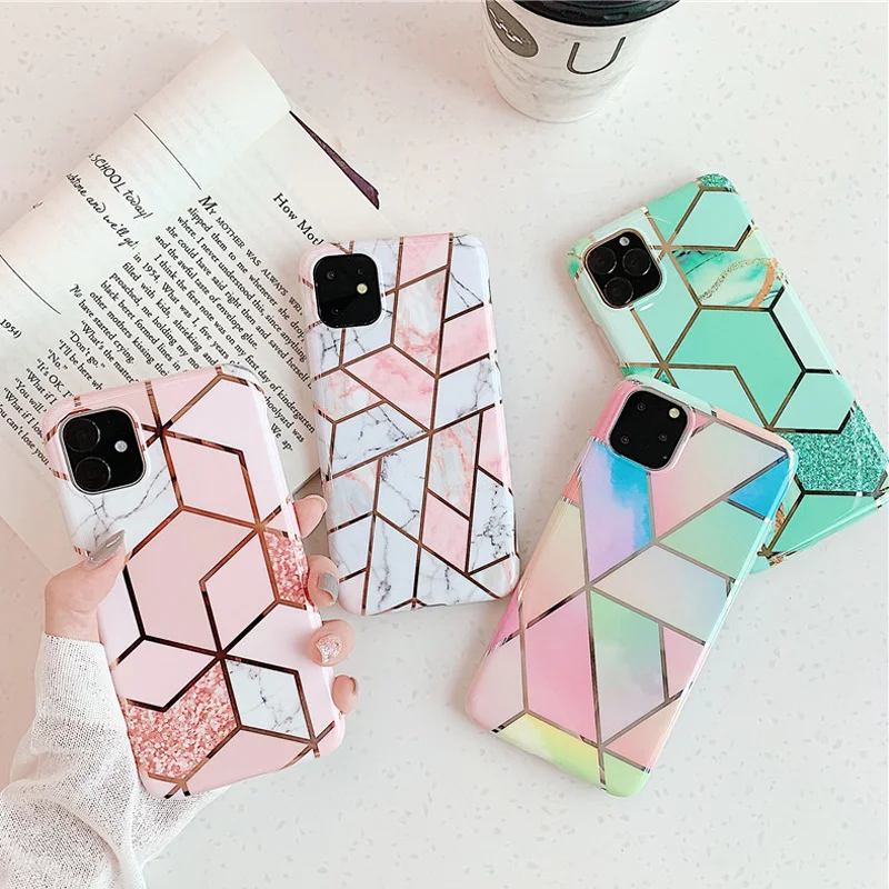 Lovebay чехлы для телефонов с геометрическим мрамором и текстурой для iPhone 11 X XR XS Max 11 Pro Max мягкие чехлы imd чехол для iPhone 6 6S 7 8 Plus
