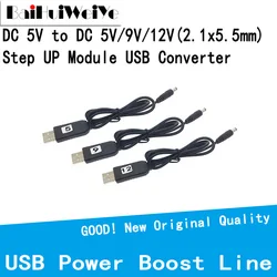Câble adaptateur de convertisseur d'alimentation USB, ligne d'alimentation DC 5V à DC 5V 9V 12V, Module Step UP, 2.1x5.5mm 2.1x5.5mm, longueur de la prise 1m 