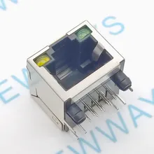 10 pçs/lote todo o cobre rj45 soquete com lâmpada com 56 soquete de rede 8p8c blindagem soquete