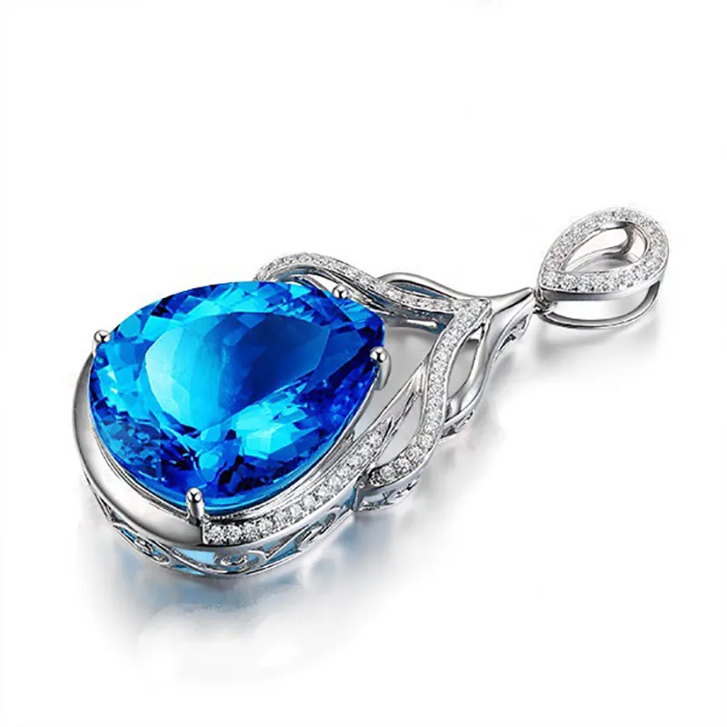 Bague Ringen, роскошное сапфировое ожерелье в форме слезы русалки для женщин, серебро 925, ювелирное изделие в форме капли воды, подвеска с драгоценным камнем для свадьбы