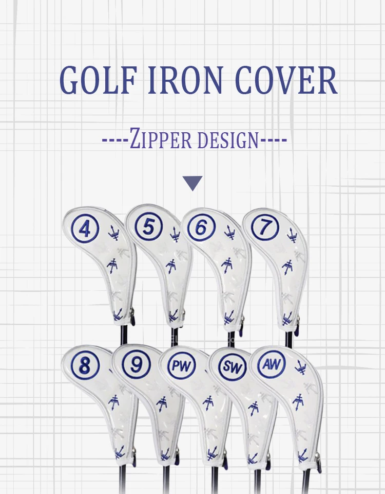 NRC Golf Iron Headcovers Customized Synthetic Leather 9pcs (4,5,6,7,8,9,P,S,A) Set with Zipper Closure Putter Cover Protect. NRC Golf Iron Headcovers Customized Synthetic Leather 9pcs (4,5,6,7,8,9,P,S,A) Set with Zipper Closure Putter Cover Protect.