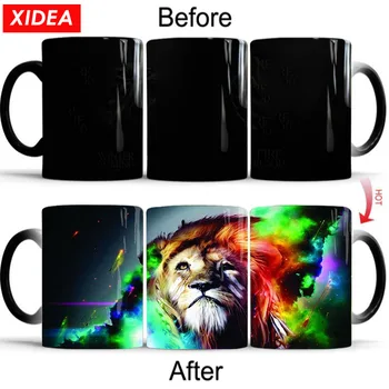 

Beautiful Colorful Animal Wolf Lion Tiger Picture Magic Mug Color Change Coffee Mug 11 Oz