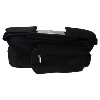 

Pram Buggy Organiser Bag & Pram Organiser Bag with Mobile Phone Pocket Holder & Zipped Lid. Black Pushchair Organiser