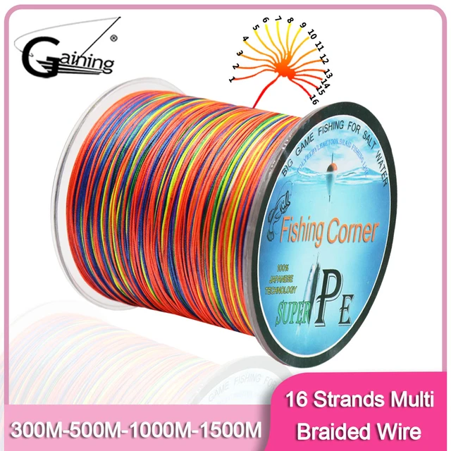 16 Strand Weaves Fishing Line 300M 500M 1000M 1500M Multicolor PE Braided  Fishing Line Rope Multifilament