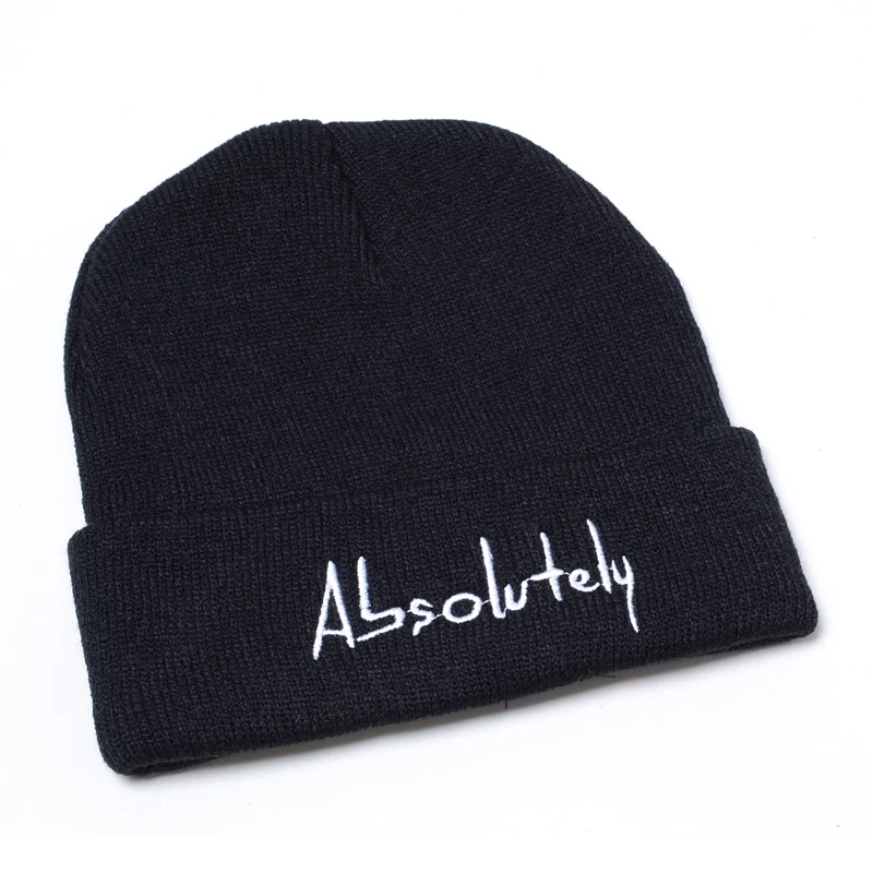 Зимние шапочки Skullies для мужчин и женщин с абсолютно буквенной вышивкой, зимняя шапка, абсолютно теплый вязаный берет, шапка бини