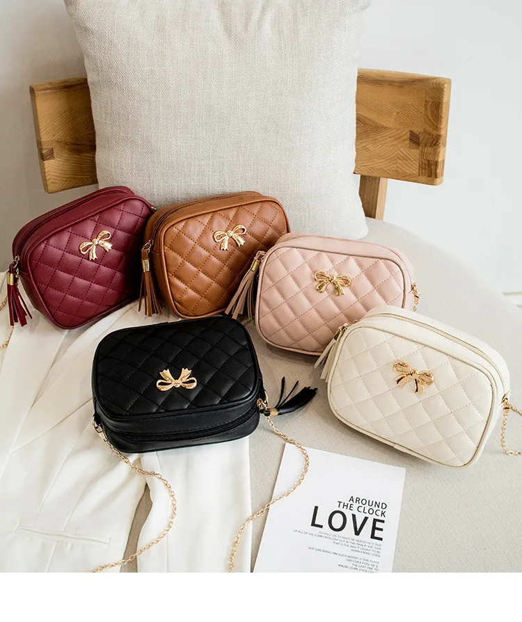 New Fashion Tassel Small Messenger Bag For Women Trend Lingge Embroidery Female Shoulder Bag Fashion Chain Ladies Crossbody Bags