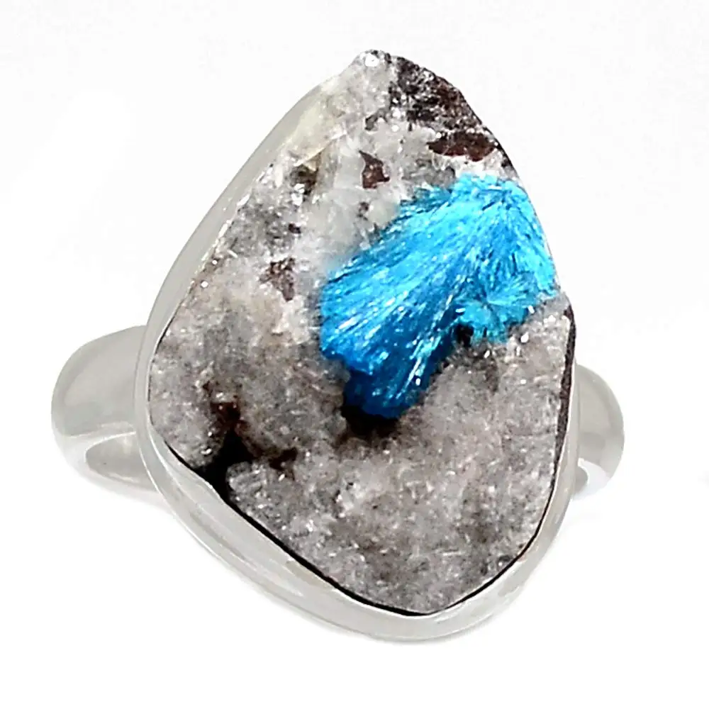 

Genuine CAVANSITE CRYSTAL Ring 925 Sterling Silver,USA Size :8.5, AR4020