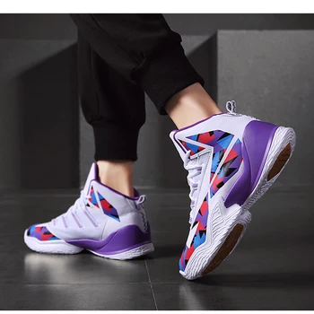 

M- Basketball shoes non-slip wear-resistant shock absorber students adult spring and autumn high to help personality men's shoes