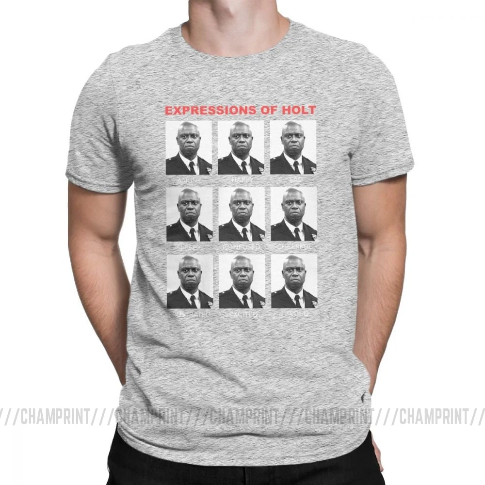 Expressions Of Holt повседневные мужские футболки Бруклин девять Бруклин 99 одежда с коротким рукавом классические футболки хлопковая Футболка с круглым вырезом - Цвет: Серый