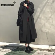 Готический Премиум Тонкий черный базовый натуральный слой женский корейский стиль Женский Длинный плащ морозный Стиль Мода женские пальто