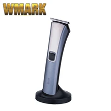WMARK 2020 cordless hair clipper with charge base and T-blade gray and red color