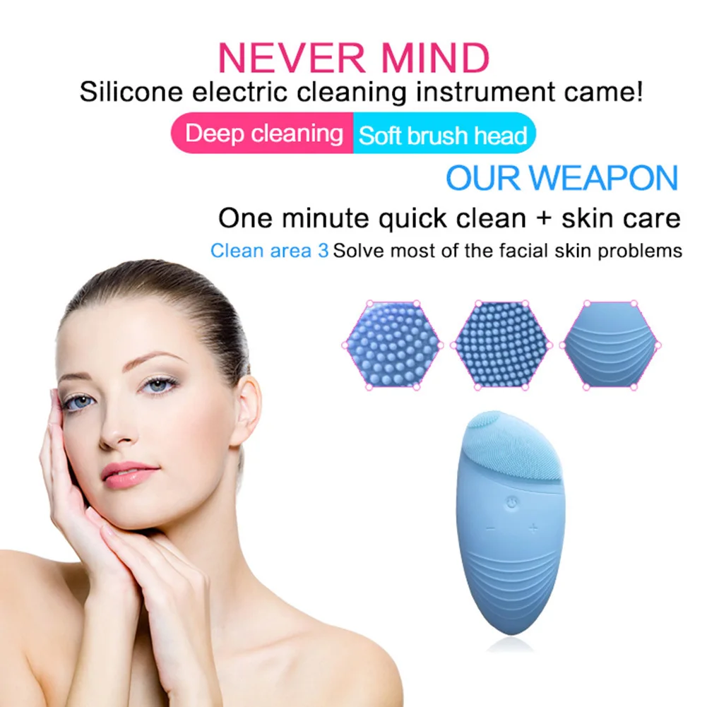 Electric Silicone Facial Cleaning Brush Face Cleaning Mini USB Rechargeable Smart Ultra Facial Cleanser Cleansing Tools