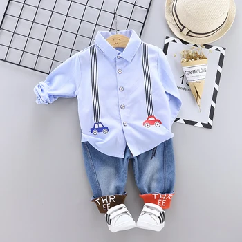 

2PC Kids Baby Boys Clothes Clothing Sets Infant Boy Shirt + Jeans Outfits Suits Toddler Child Bow Tie Outfit Tracksuits