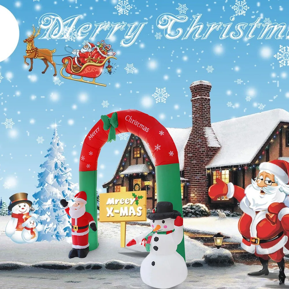 

2.4M Inflatable Arch Model Christmas Santa Claus And Snowman Christmas Ornament For Courtyard Outdoor Layout Christmas Decor