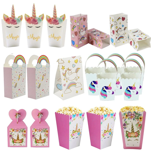 Unicorn Party Supplies Paper Popcorn Box Cookie Gift Box Bag Kids Unicorn  Theme Birthday Party Decoration