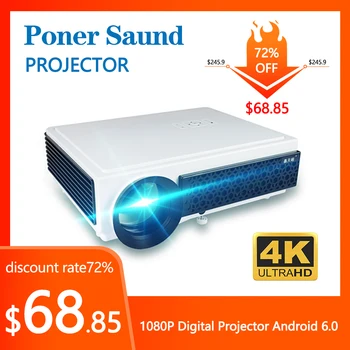 

Poner Saund 96 Super Low Price Projector Full HD Mini 4k WiFi 3D Video Android 6.0 Home Cinema 1080P Digital Projector