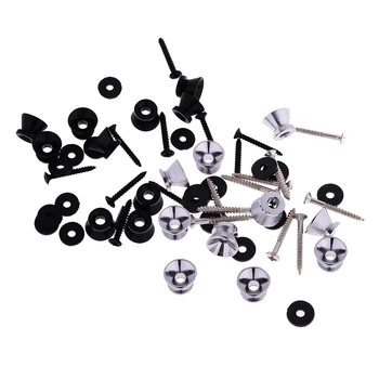 

MagiDeal 40pcs Guitar Bass Ukulele Round Strap Locks Buttons Black & Silver