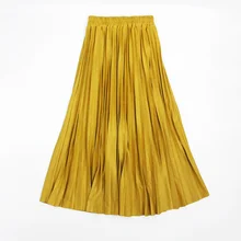 Двухслойная осенне-зимняя женская замшевая юбка, длинная Плиссированная юбка для женщин, s Saias Midi Faldas, винтажная Женская юбка миди