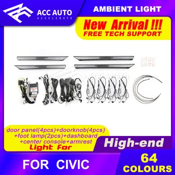 

Ambient Light 64 Colors LED Door Panel Ambient Lamp for Center Console LED Light Year 2015+ Car Accessories Atmosphere Lighting