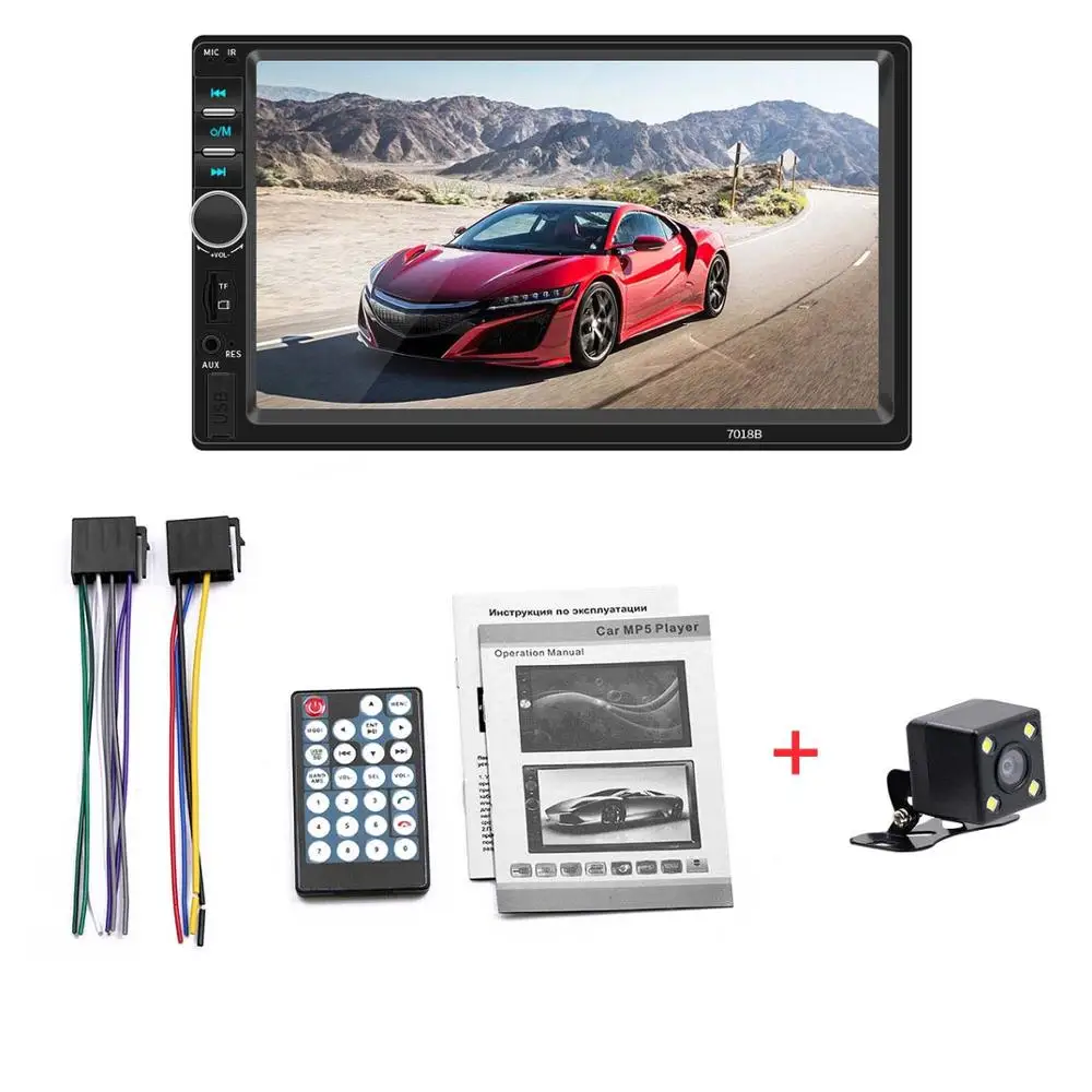 with 4led camera " HD Авторадио мультимедийный плеер MP5 2DIN Авто экран сенсорный аудио Bluetooth Камера USB TF FM - Цвет: with 4led camera