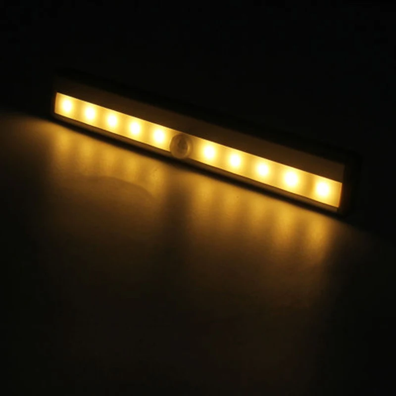 10 LED PIR Motion Sensor USB Charging Closet Lamp Cabinet Night Light Portable