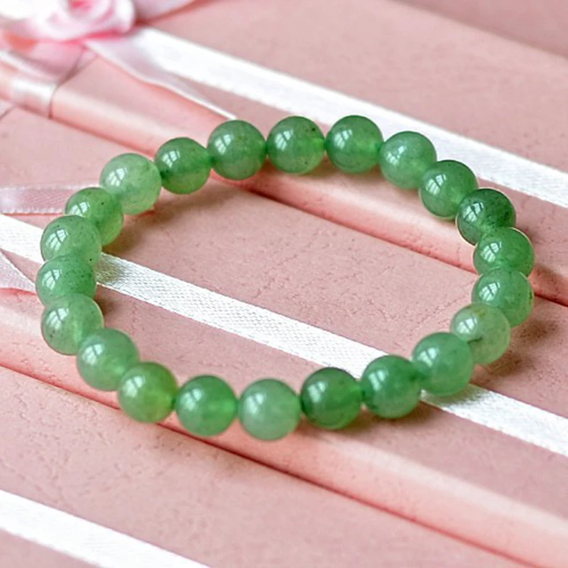 MOROW 100% Natural Green Aventurine Round Bead Stone Bracelet Jewelry Simple Women's Men Bracelets Fashion Classic Accessory New (2)