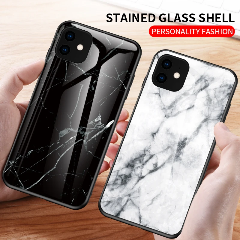 Мраморный чехол из закаленного стекла для телефона для iPhone X XR 11 Pro XS Max чехол для Apple iPhone 8 7 6S 6 Plus 5 5S SE Чехол Жесткий Мягкий чехол s