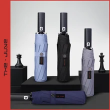 Paraguas automático de alta calidad, paraguas grande a prueba de viento de 3 pliegues, paraguas Simple azul de lujo para viajes al aire libre, paraguas para hombre MM60YS(China)