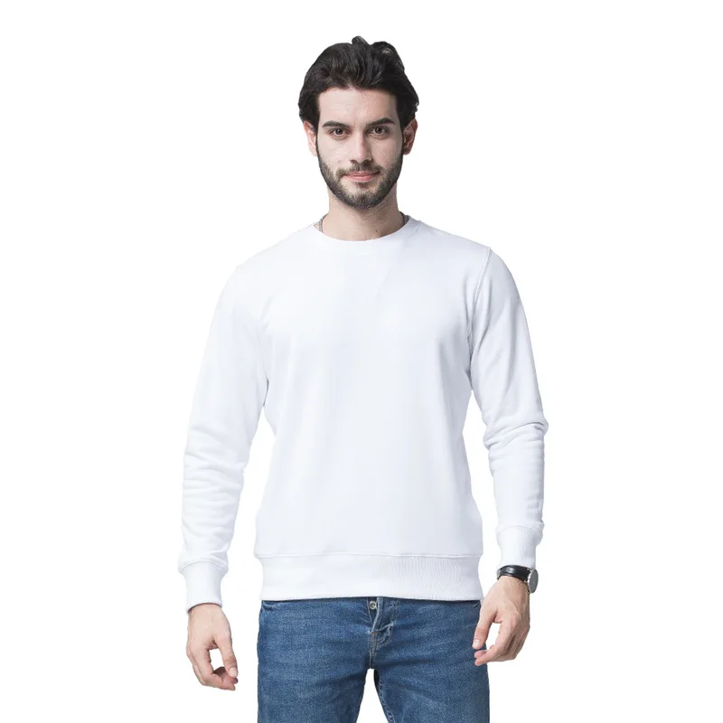 

100% Cotton Men Hoodies Sweatshirts Mens Solid Color Round Neck Sweatshirts Long Sleeved Jacket Large Size Casual Hoodie