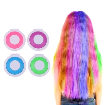 

4 Color Professional Fast Temporary Hair Dye Powder Cake Styling Hair Chalk Set Soft Pastels Salon Hair Color Tools Kit