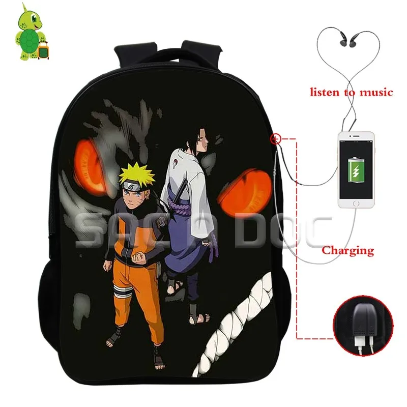3 Наруто рюкзаки mochila Sasuke Akatsuki Многофункциональный USB зарядка Разъем для наушников школьные сумки для подростков повседневный рюкзак для ноутбука - Цвет: 3
