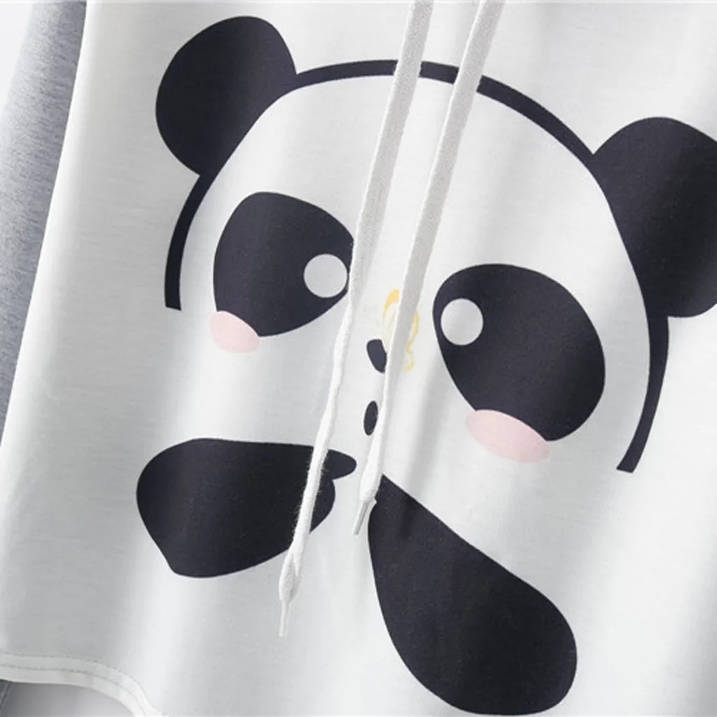 Женские короткие толстовки с капюшоном и рисунком панды спортивные милые