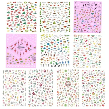 

10Pcs/1Set 3D Nail Stickers Art Christmas Decals Snowman Nail Wraps Snowflakes Adhesive Slider Manicure Decoration Tip Tool