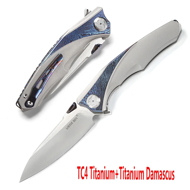 LiBinGEDC, складной нож Raptor Flipper, титановая ручка S90V, лезвие, для улицы, тактические, для кемпинга, ножи для выживания, инструменты для повседневного использования - Цвет: Damascus titanium