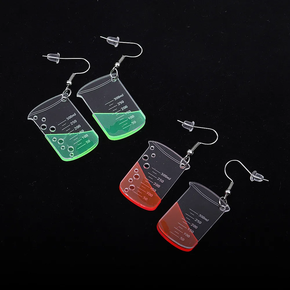 Creative Transparent Acrylic Beaker Drop Earrings for Women Girls Cute Resin Chemistry Cup Dangle Earrings Fashion Jewelry drop earrings dangle earrings acrylic earrings