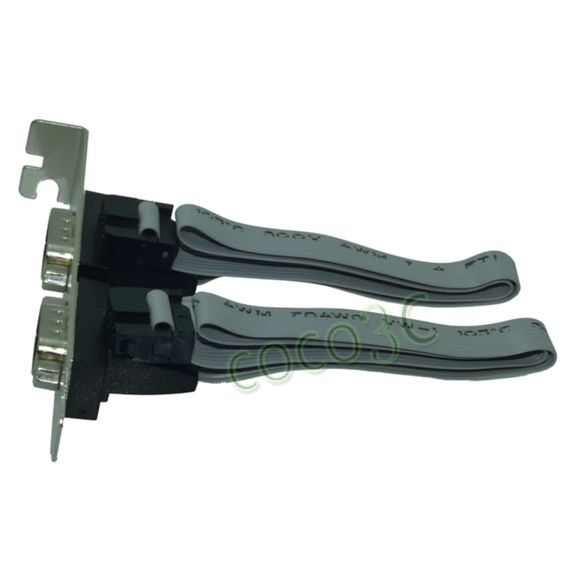 Dual DB9 Male to Female cable with Long Profile Bracket Serial Port Flat cable Motherboard COM 9Pin Female cable