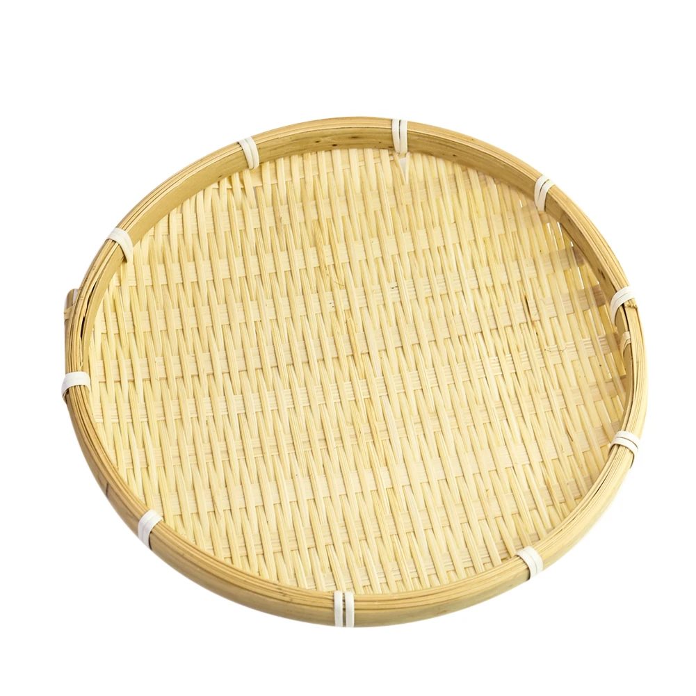 Handmade Bamboo Woven Fruit Basket Creative Household Storage Basket Refreshment Tray Kitchen Dishes Bamboo Sieve for Drying Tea 2