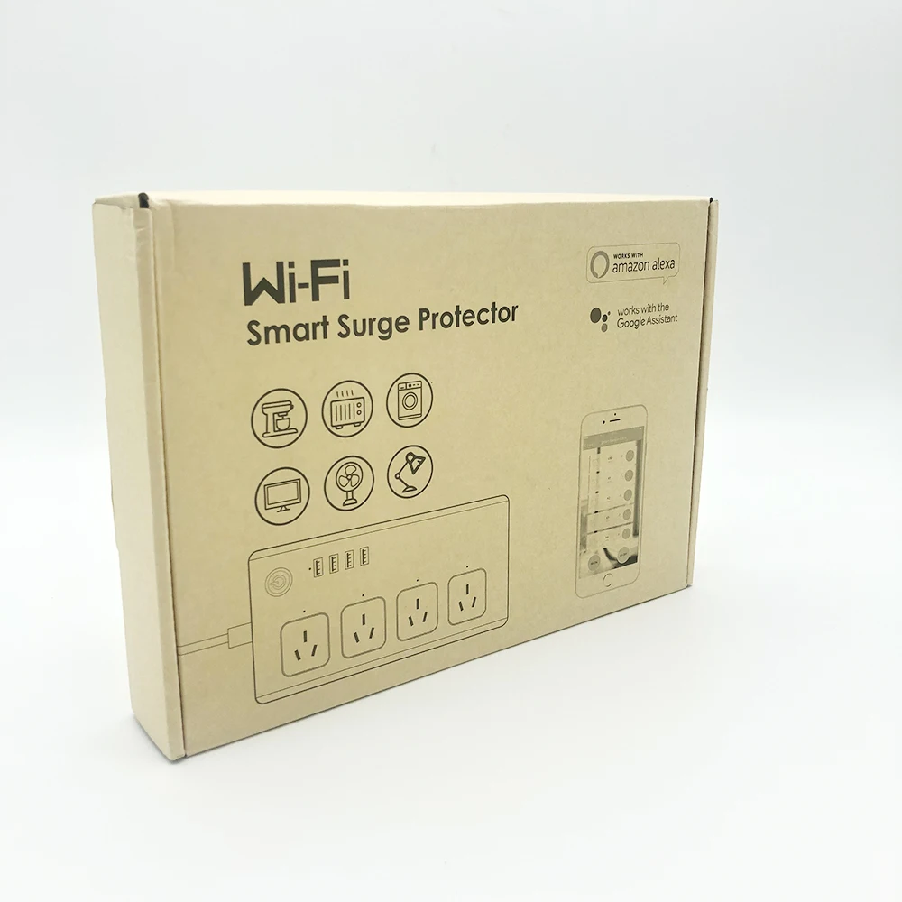 Wifi смарт Мощность полосы Стабилизатор напряжения голос Управление 4 AC AU розетки