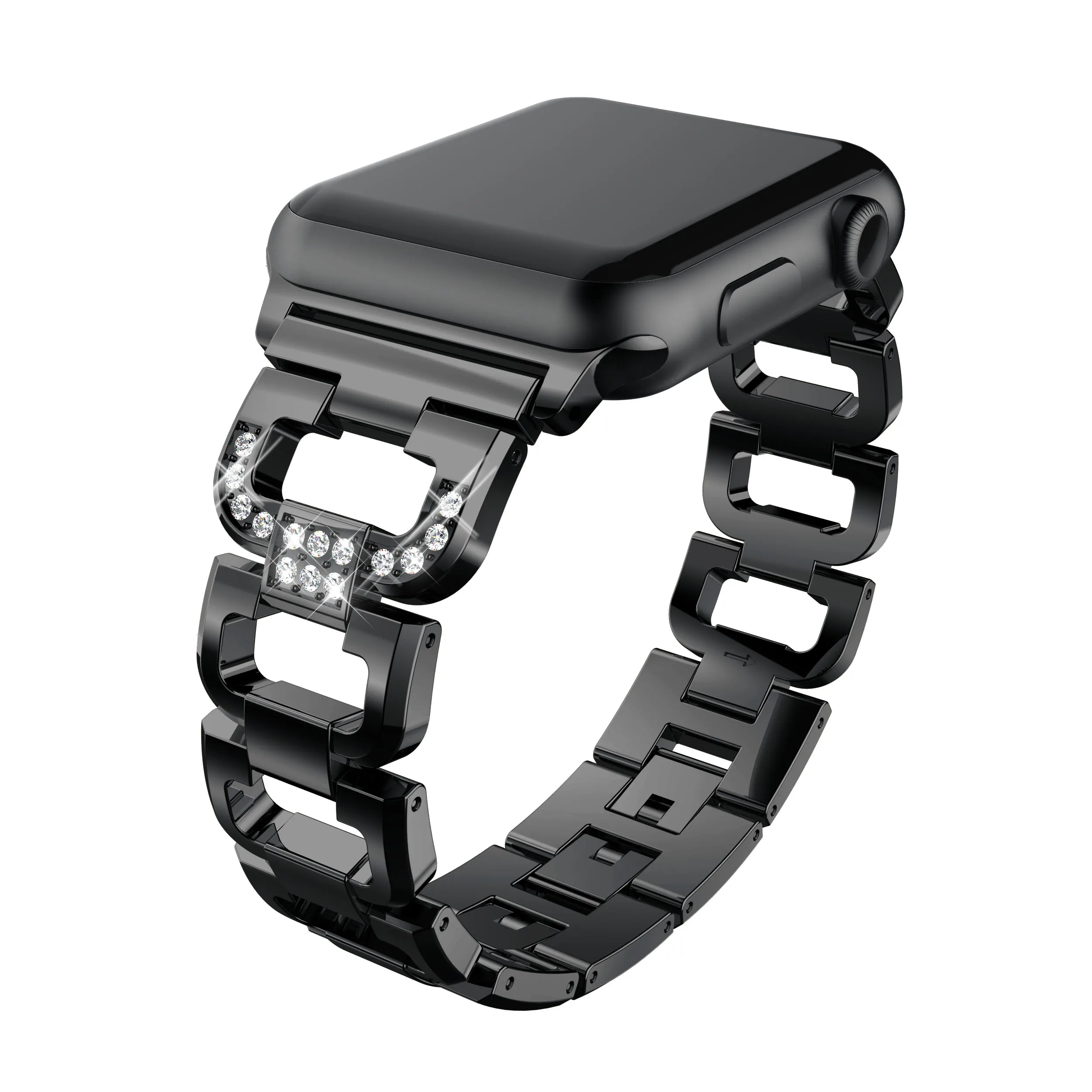 Yayuu металла ремешки для умных часов совместим с Apple Watch Series 4/3/2/1 D Тип инкрустированные стразами сплава ремешок браслет
