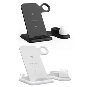 4で1 15ワットチーワイヤレス充電器スタンドワット/iphone用のledライトiwatch airpods